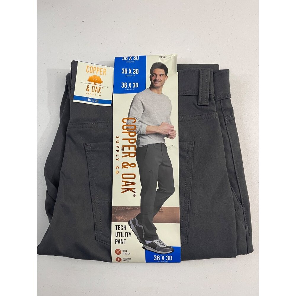 Copper & Oak Supply Co. NWT Men's Straight Fit Stretch Tech Pant, 36x30 Gray - Picture 4 of 6